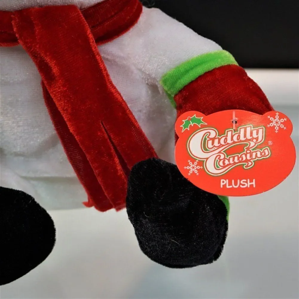 Greenbrier Cuddly Cousins Plush Stuffed Sitting Snowman Santa Clause Hat 9 Inch